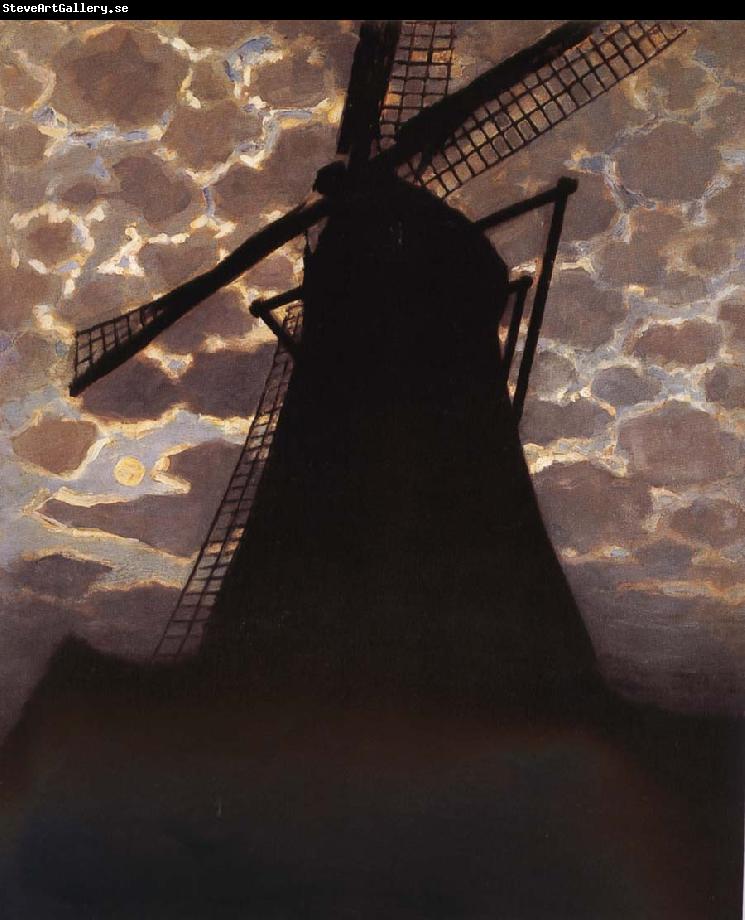 Piet Mondrian Mill under the night